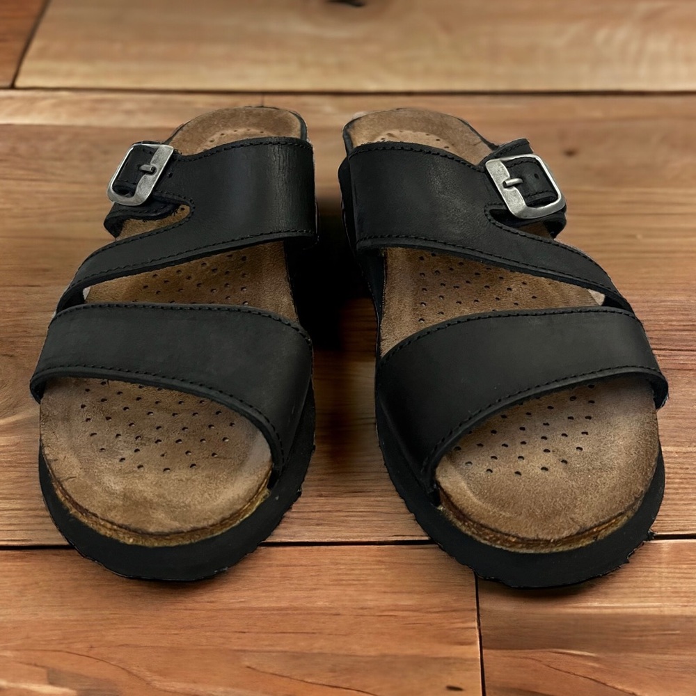 Spring Step Slides Black Leather US Size 7 and EU Size 37 Made In Spain - Picture 5 of 13